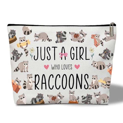 rizotus Make-up-Tasche für Frauen, inspirierendes Geschenk für sie, Frauen, Mädchen, Tochter, Ehefrau, Lehrer, Make-up-Tasche, Kosmetiktasche, Reisezubehör, Just A Girl Who Love Raccoons-19 von rizotus