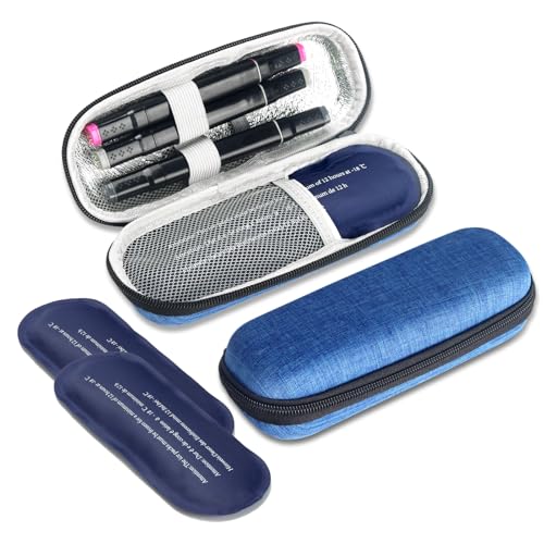 roargy Insulinkühler-Reisetasche mit 2 Kühlakkus, tragbare Medikamenten-Diabetiker-Kühler-Organizer-Tasche, Insulin-Tragetasche für Diabetikerbedarf (Grau), grau, Kühltasche für Diabetiker von roargy
