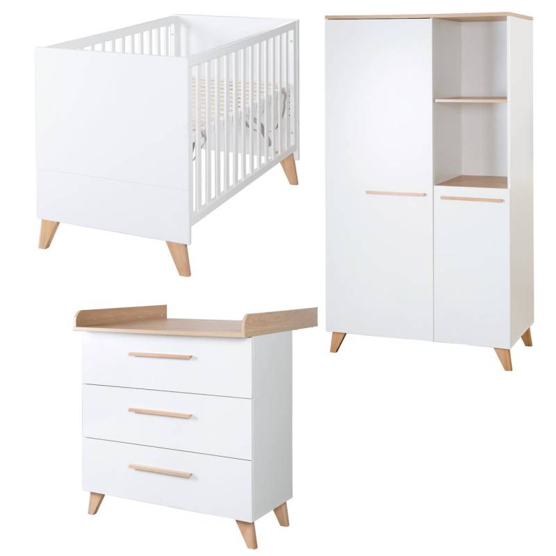 Babyzimmer-Set komplett - Mitwachsende Babymöbel mit Soft-Close LEON  – eiche othello von roba