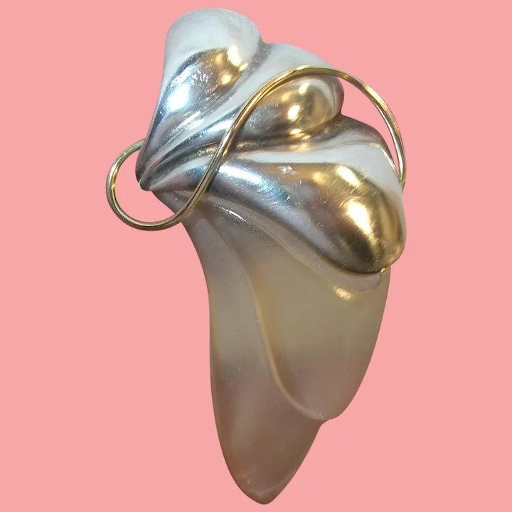 Art Deco Sterling 14K Lucite Brosche Art Deco Sterling 14K Lucite Brosche von robbiaantique