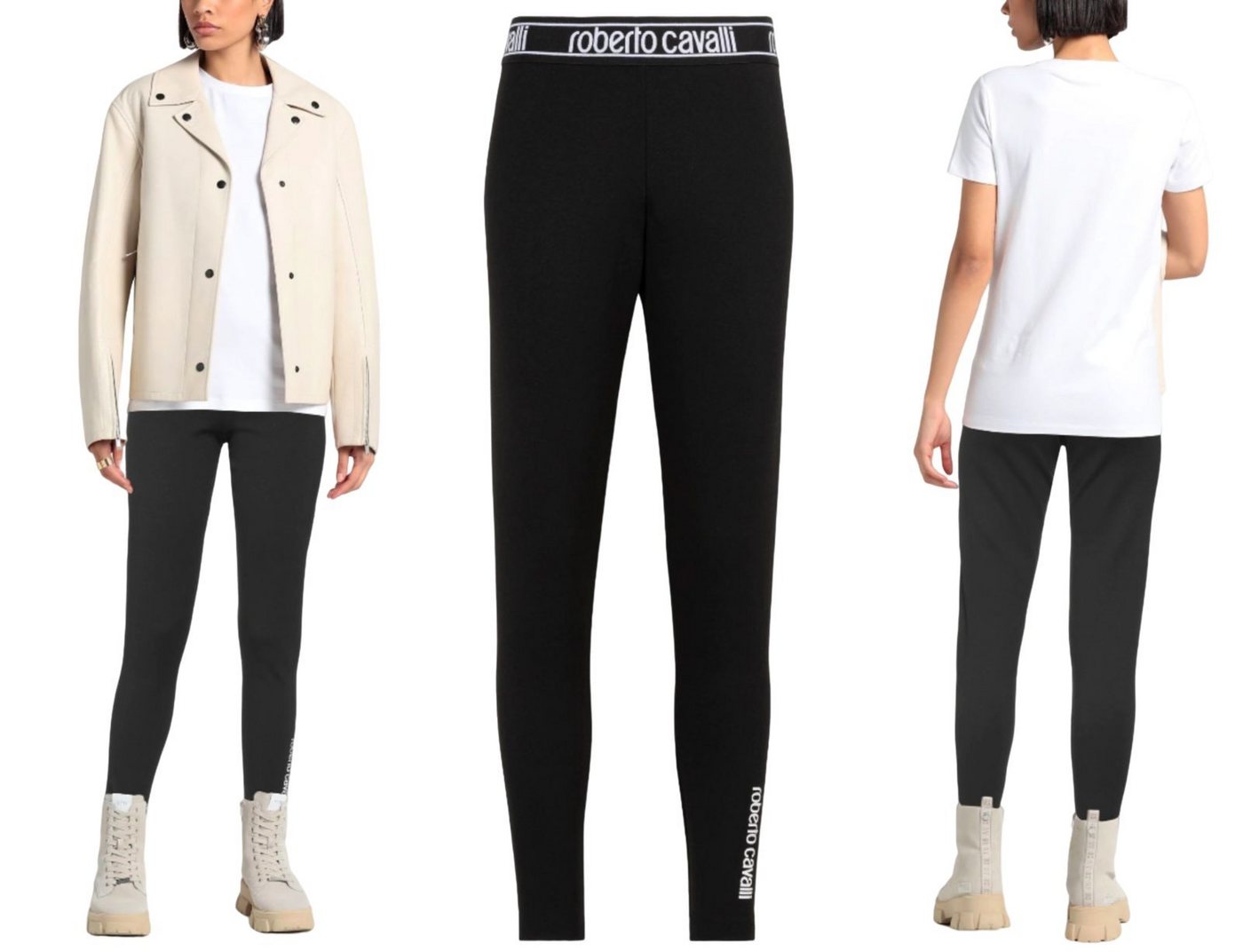 roberto cavalli Leggings ROBERTO CAVALLI FIRENZE LOGO PRINT LEGGINGS JEGGINGS GUMMIBAND PANTS H von roberto cavalli