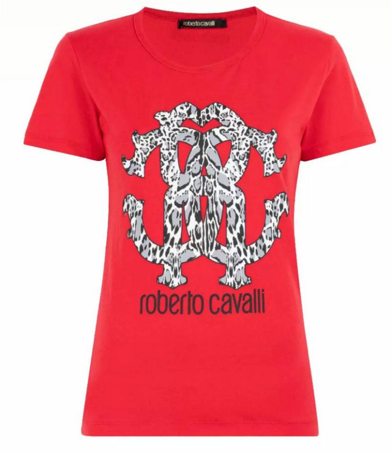 roberto cavalli T-Shirt Firenze Damen RC Monogram Print Logo Slim Fit Scoop-Neck-Ausschnitt und Slim Fit für eine moderne Passform von roberto cavalli