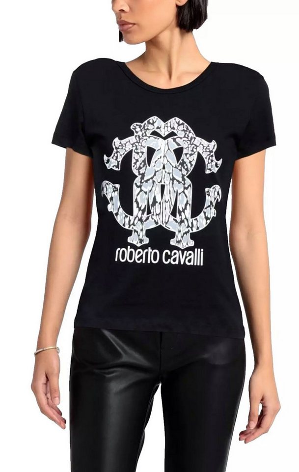 roberto cavalli T-Shirt Firenze Damen RC Monogram Print Logo Slim Fit Scoop-Neck-Ausschnitt und Slim Fit für eine moderne Passform von roberto cavalli