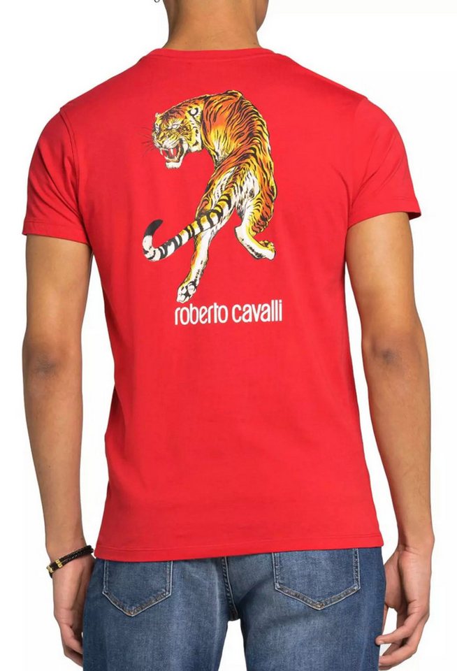roberto cavalli T-Shirt Firenze Tiger Logo Print Slim Fit RC-Monogramm und Tiger-Print auf der Brust von roberto cavalli