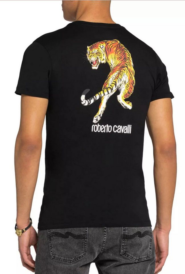 roberto cavalli T-Shirt Firenze Tiger Logo Print Slim Fit RC-Monogramm und Tiger-Print auf der Brust von roberto cavalli