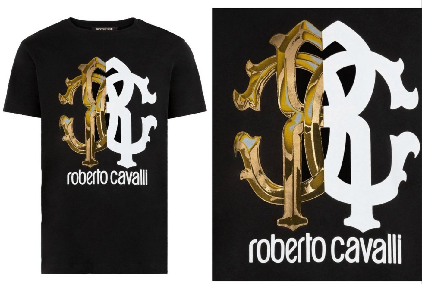 roberto cavalli T-Shirt ROBERTO CAVALLI FIRENZE LOGO PRINT LUXURY CREW NECK T-SHIRT RETRO SHIR von roberto cavalli