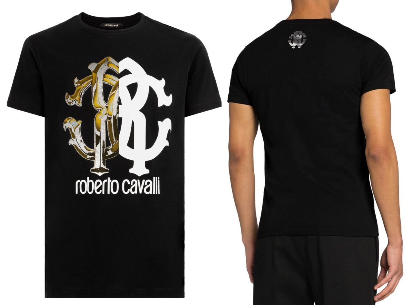 roberto cavalli T-Shirt ROBERTO CAVALLI FIRENZE LOGO PRINT LUXURY CREW NECK T-SHIRT RETRO SHIR von roberto cavalli