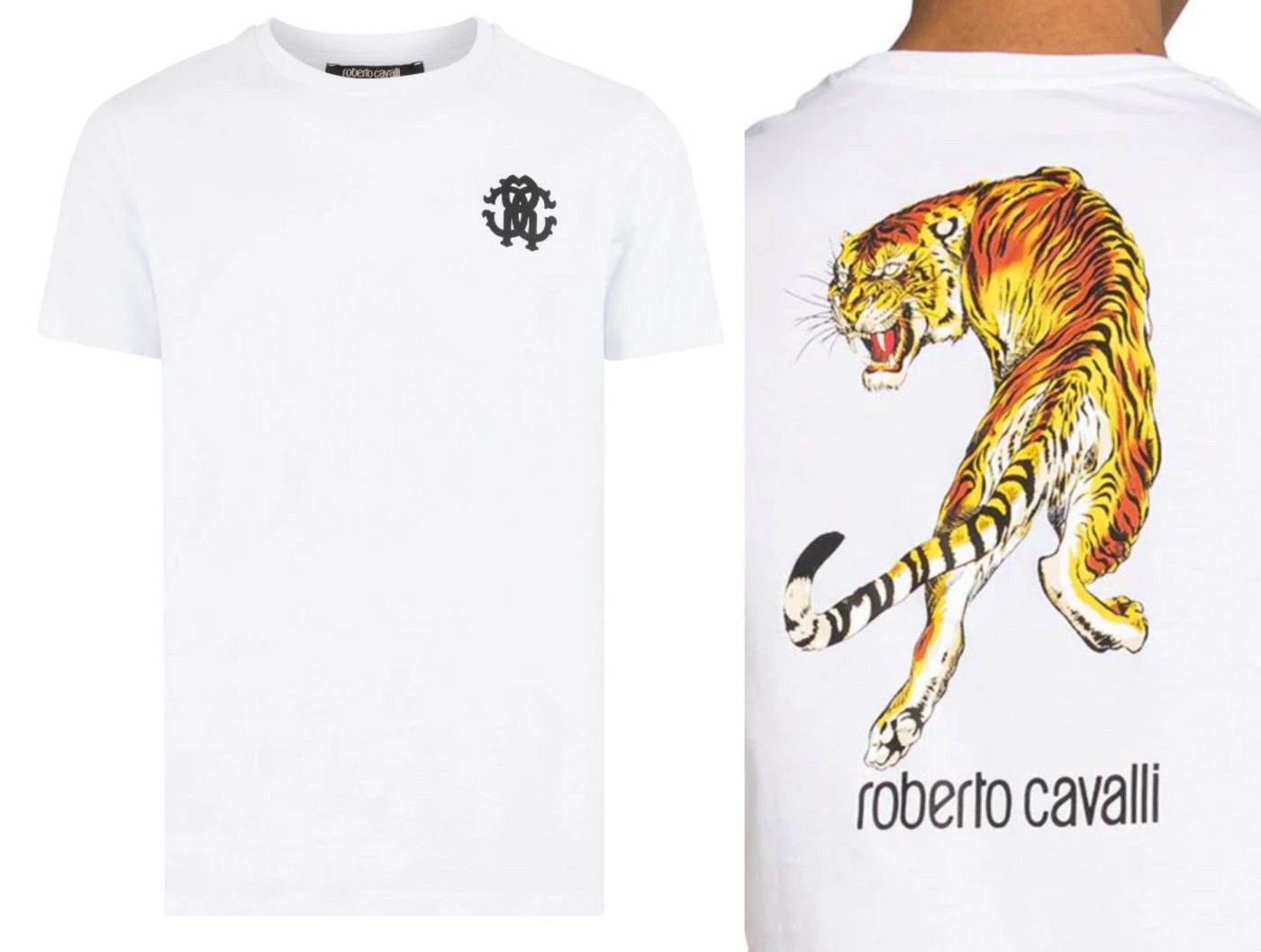 roberto cavalli T-Shirt ROBERTO CAVALLI FIRENZE TIGER LOGO PRINT LUXURY CREW NECK T-SHIRT SHIR von roberto cavalli