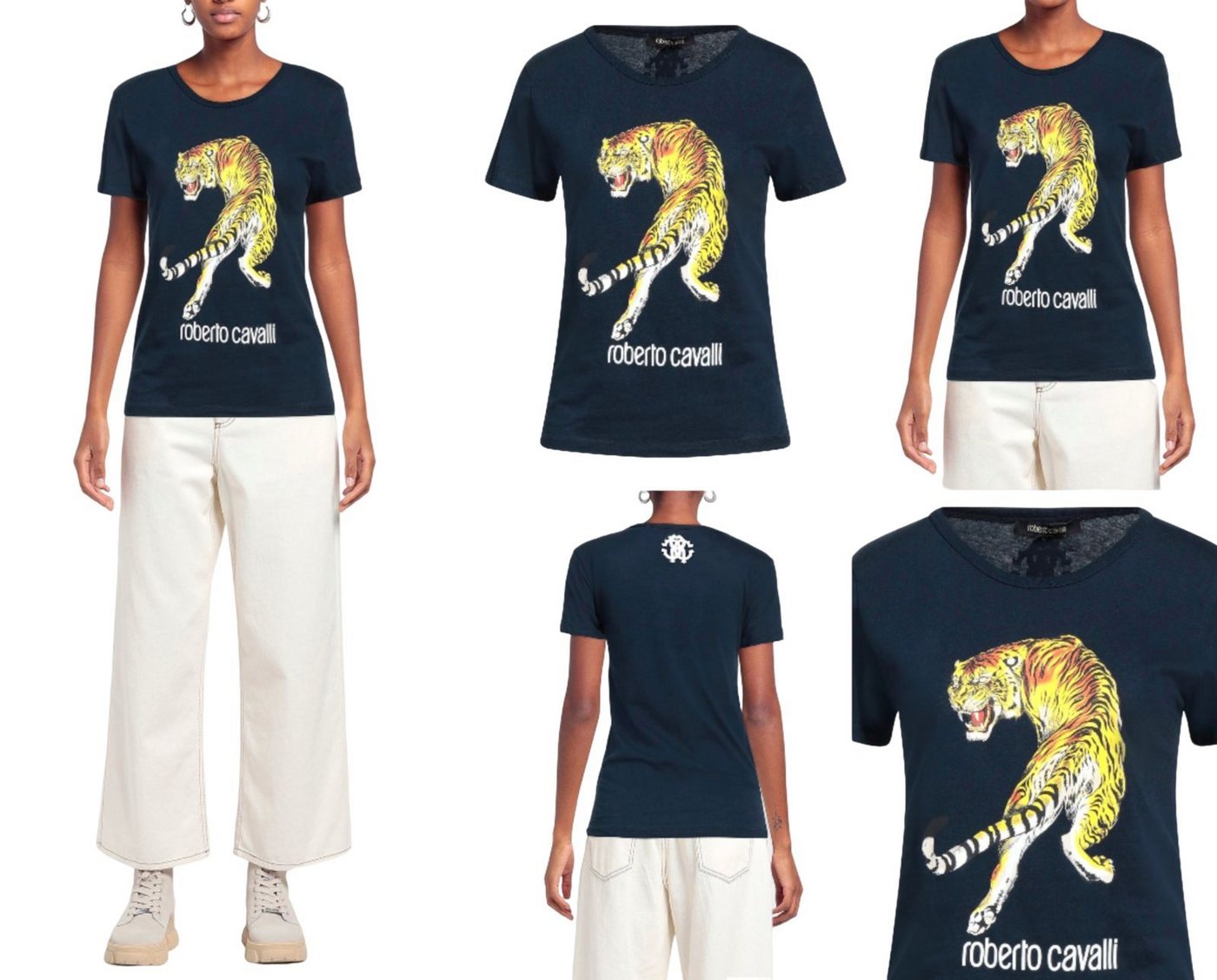 roberto cavalli T-Shirt ROBERTO CAVALLI RC TIGER PRINT LOGO COTTON T-SHIRT TOP LOUNGE ICONIC S von roberto cavalli