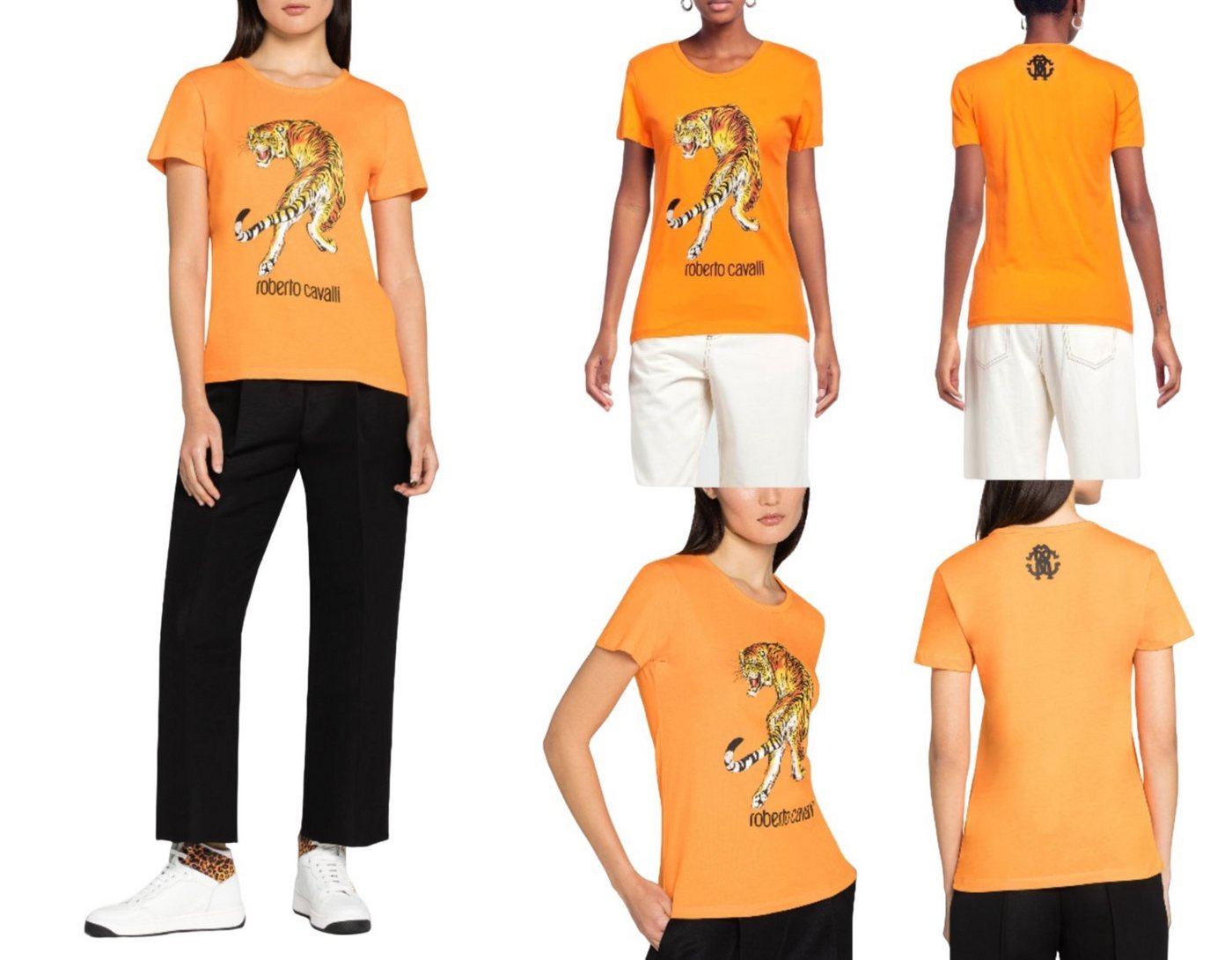 roberto cavalli T-Shirt ROBERTO CAVALLI RC TIGER PRINT LOGO COTTON T-SHIRT TOP LOUNGE ICONIC S von roberto cavalli