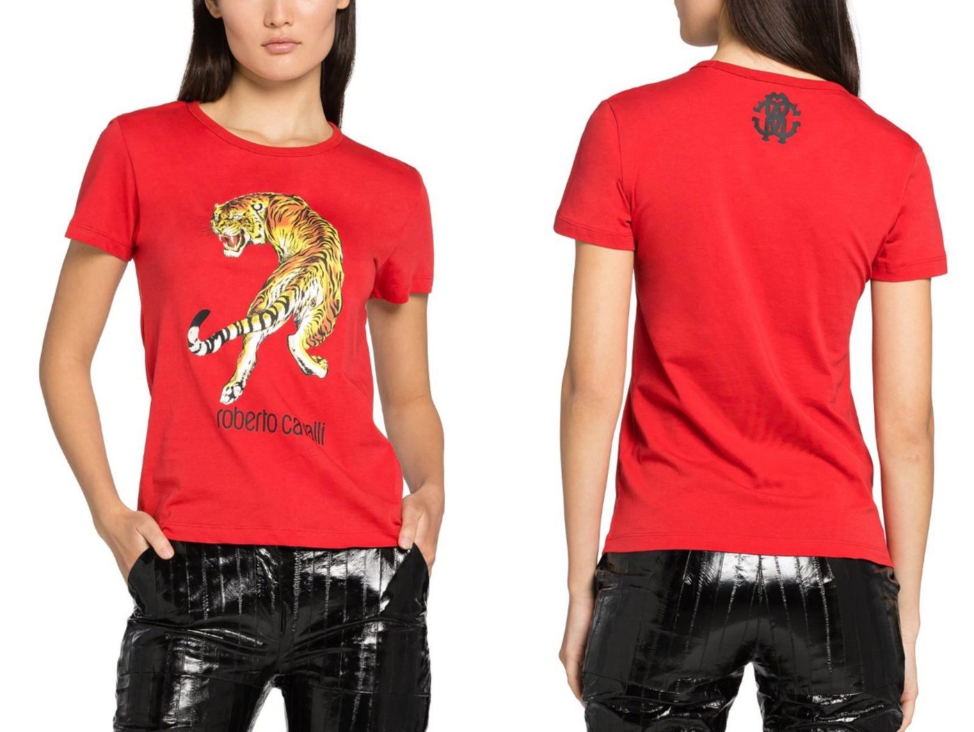 roberto cavalli T-Shirt ROBERTO CAVALLI RC TIGER PRINT LOGO COTTON T-SHIRT TOP LOUNGE ICONIC S von roberto cavalli