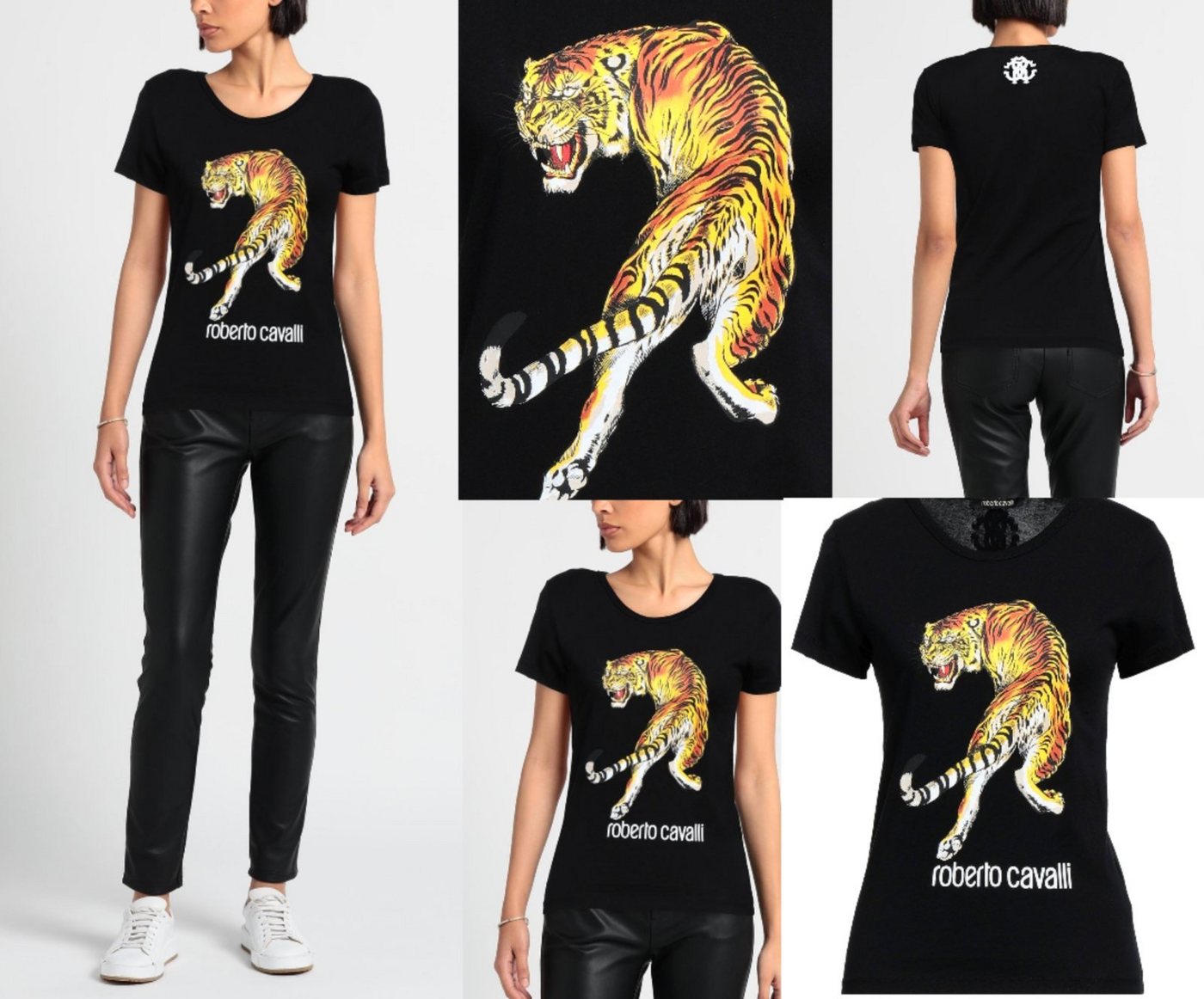 roberto cavalli T-Shirt ROBERTO CAVALLI RC TIGER PRINT LOGO COTTON T-SHIRT TOP LOUNGE ICONIC S von roberto cavalli