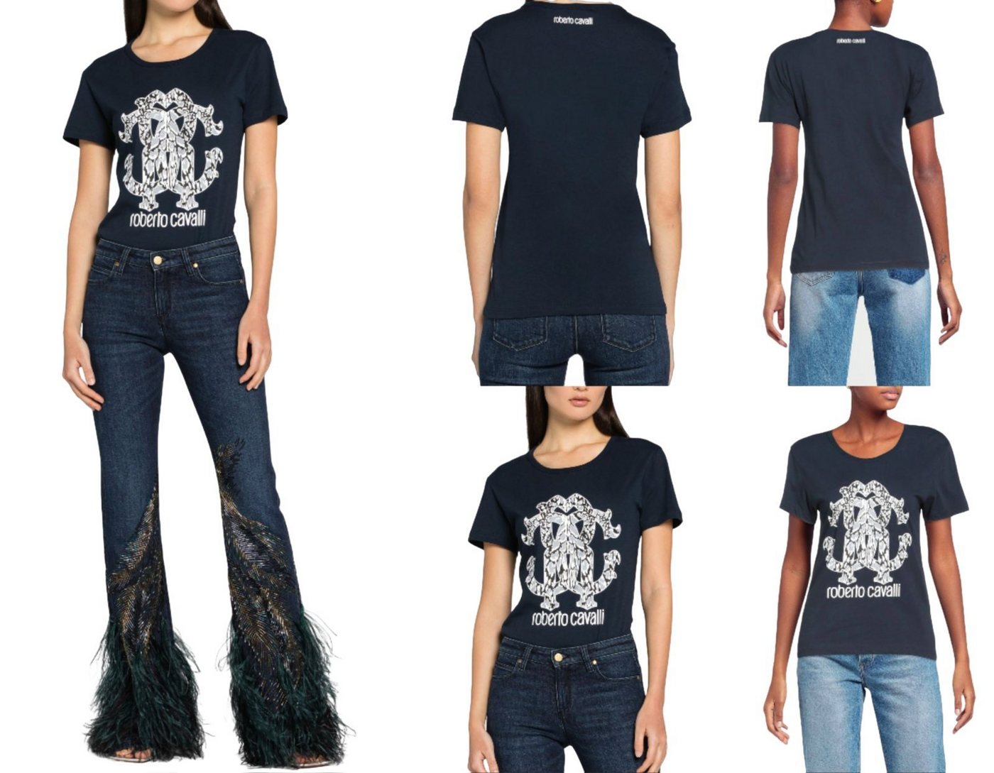 roberto cavalli T-Shirt ROBERTO CAVALLI RC LYNX-PRINT MONOGRAM COTTON T-SHIRT TOP LOUNGE ICONI von roberto cavalli