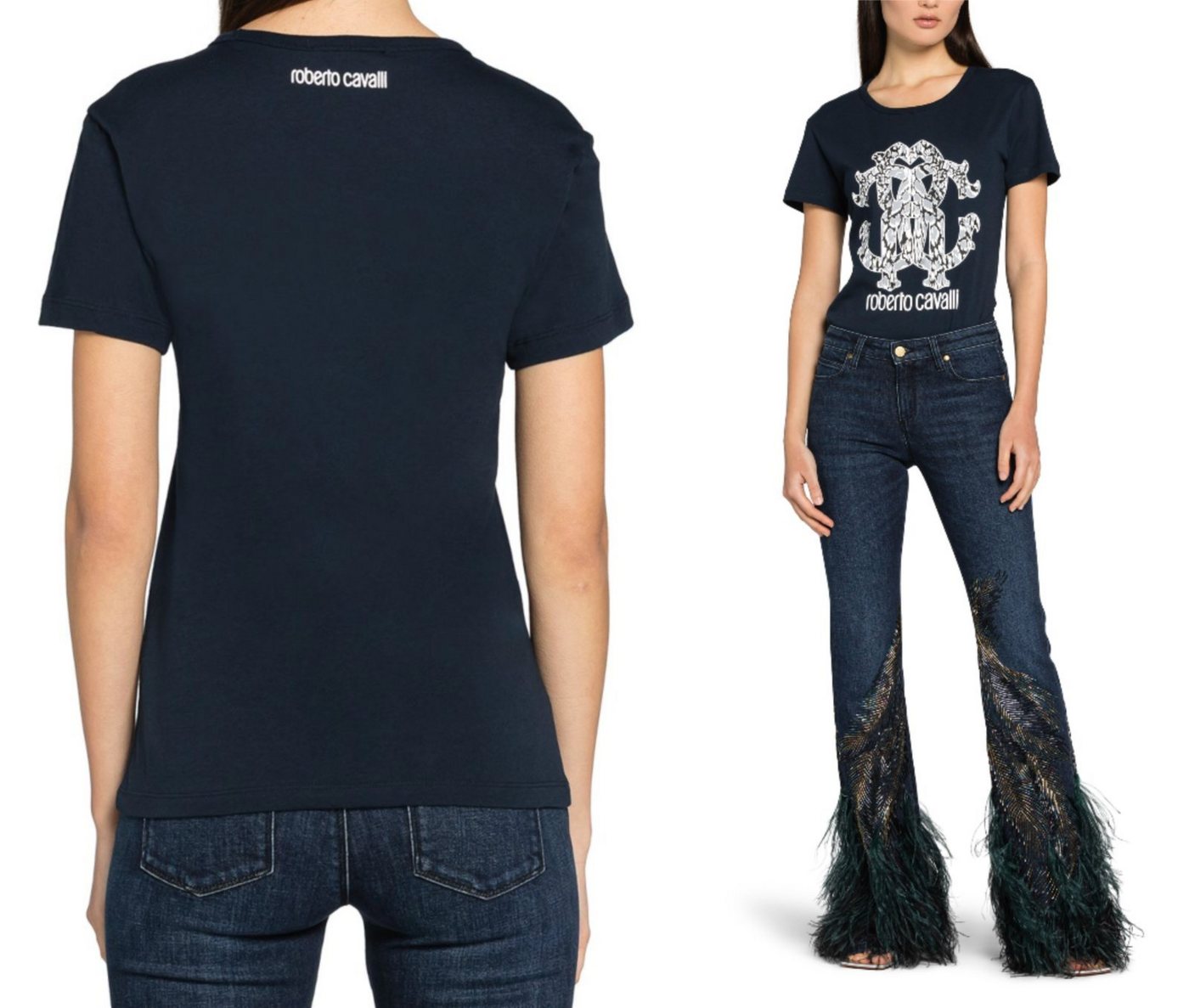 roberto cavalli T-Shirt ROBERTO CAVALLI RC LYNX-PRINT MONOGRAM COTTON T-SHIRT TOP LOUNGE ICONI von roberto cavalli