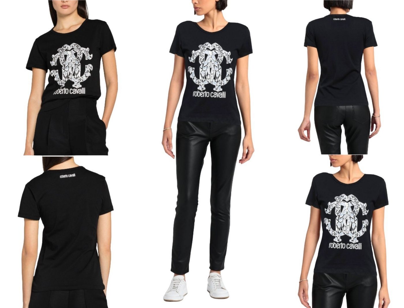 roberto cavalli T-Shirt ROBERTO CAVALLI RC LYNX-PRINT MONOGRAM COTTON T-SHIRT TOP LOUNGE ICONI von roberto cavalli