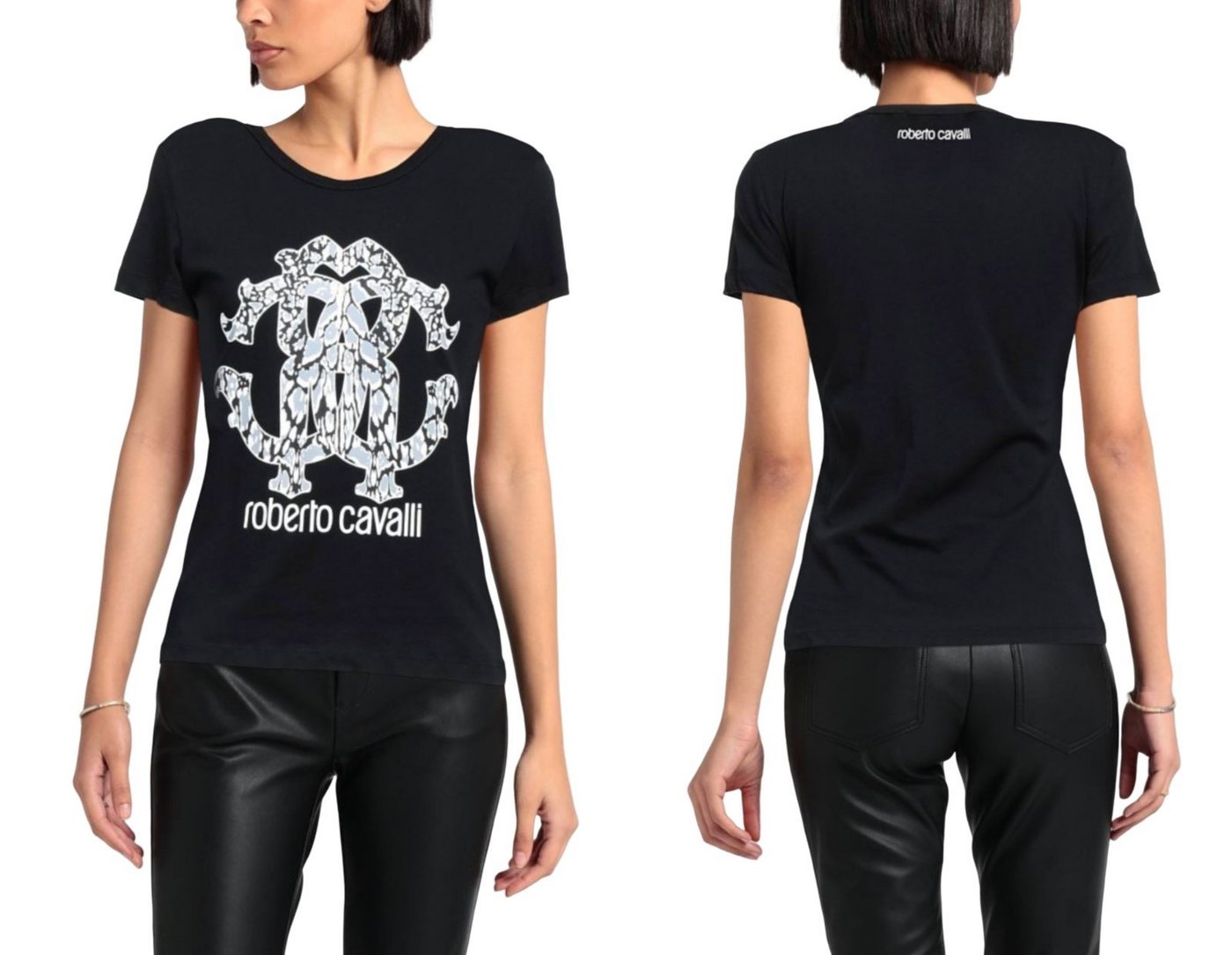 roberto cavalli T-Shirt ROBERTO CAVALLI RC LYNX-PRINT MONOGRAM COTTON T-SHIRT TOP LOUNGE ICONI von roberto cavalli