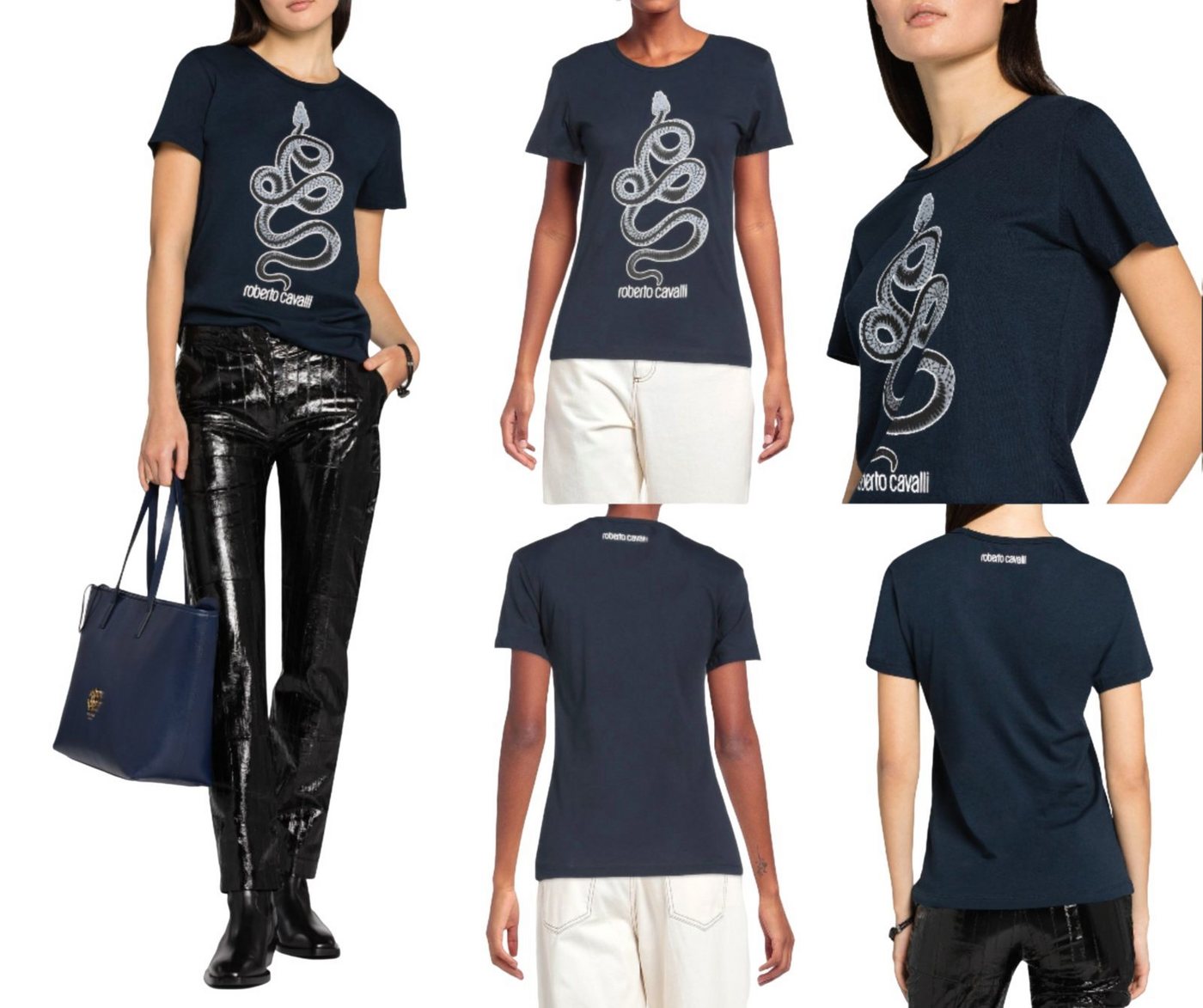 roberto cavalli T-Shirt ROBERTO CAVALLI PRINT MONOGRAM COTTON T-SHIRT TOP LOUNGE ICONIC von roberto cavalli