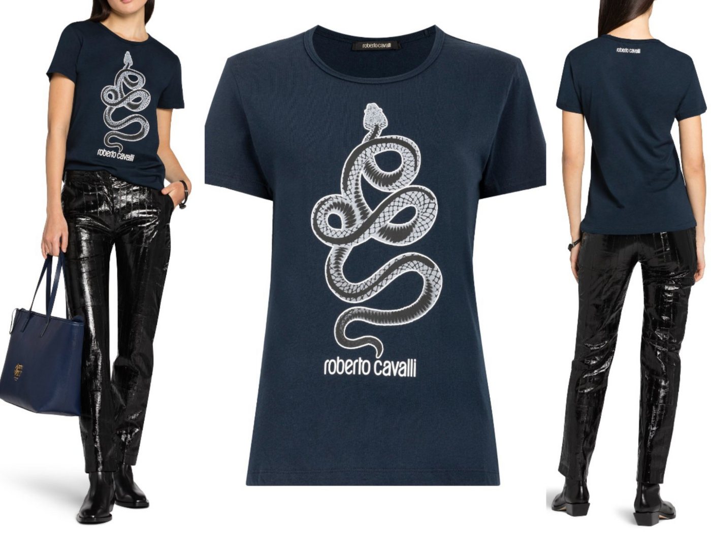 roberto cavalli T-Shirt ROBERTO CAVALLI PRINT MONOGRAM COTTON T-SHIRT TOP LOUNGE ICONIC von roberto cavalli