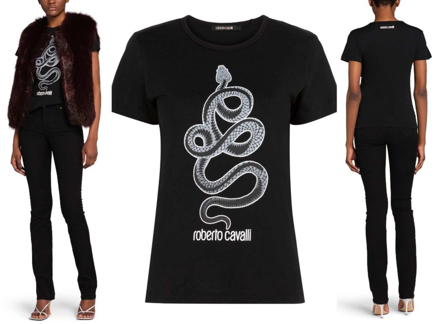 roberto cavalli T-Shirt ROBERTO CAVALLI PRINT MONOGRAM COTTON T-SHIRT TOP LOUNGE ICONIC von roberto cavalli