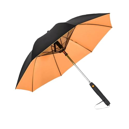 Regenschirm mit Sonnenschirm Sonnenschutz Kompakter Kühlventilator Regenschirm Stockschirm für Sand Camping Golf Sport Strand, Gelb von rockible