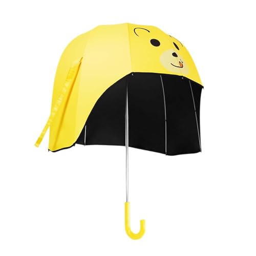 Stockschirm Sonnenregenschirm Cartoon Kreativ Tragbar Wasserdicht Stark Gerader Regenschirm Sonnenschutz für Regentage, GELB von rockible