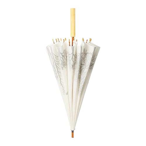 rockible 16 Rippen Regenschirm Vintage kompakte Winddichte dekorative tragbare wasserdichte Holzgriff Klassiker für Partys Fotografie, Weiß rockible 16 Rippen Regenschirm Vintage kompakte Winddichte dekorative tragbare wasserdichte Holzgriff Klassiker für Partys Fotografie, Weiß von rockible