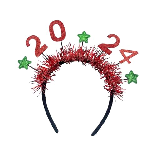 rockible 2024 Neujahr Stirnband Kopfbedeckung Hairhoop Kopfschmuck für Bühnenaufführung Karneval Partyzubehör, Rot von rockible