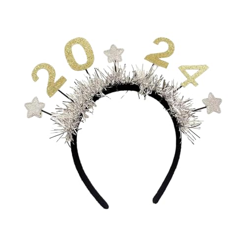 rockible 2024 Neujahr Stirnband Kopfbedeckung Hairhoop Kopfschmuck für Bühnenaufführung Karneval Partyzubehör, Silber von rockible