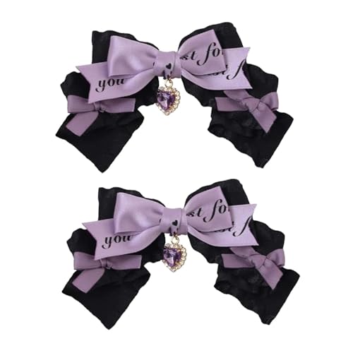 rockible 2x Bogen Haar Clips Haar Zubehör Cosplay Dekorative Süße Mode Frauen Kopfschmuck Niedliche Barrettes Bowknot Haarnadeln, Lila von rockible