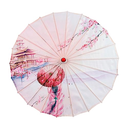 rockible 32" chinesischer Regenschirm aus geöltem Papier, Seidentuch, Damenschirm, orientalischer Stil, Sonnenschirm, Stil f von rockible