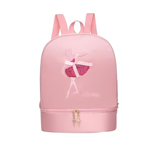 rockible Ballett-Tanz-Rucksack, Ballett-Tanztasche, Mädchen-Ballerina-Tasche mit Schuhfach für Gymnastik, Rosa Stil B von rockible