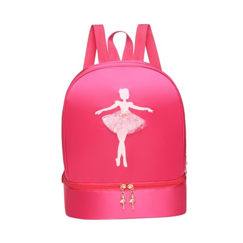 rockible Ballett-Tanz-Rucksack, Ballett-Tanztasche, Mädchen-Ballerina-Tasche mit Schuhfach für Gymnastik, Rosenrot von rockible