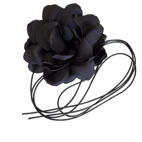 rockible Blumenkette mit Perlenanhänger, Elegantes Schmuckstück für besondere Anlässe, Schwarz von rockible