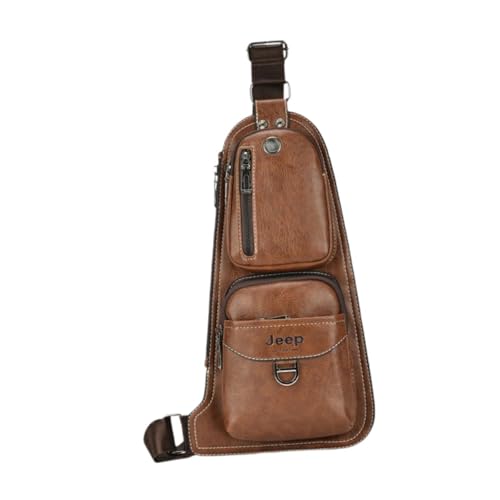 rockible Brusttasche für Herren, lässige Umhängetasche, modische Umhängetasche, Vorderrucksack für Reisen, Geschäftsreisen, Outdoor-Aktivitäten, Braun von rockible