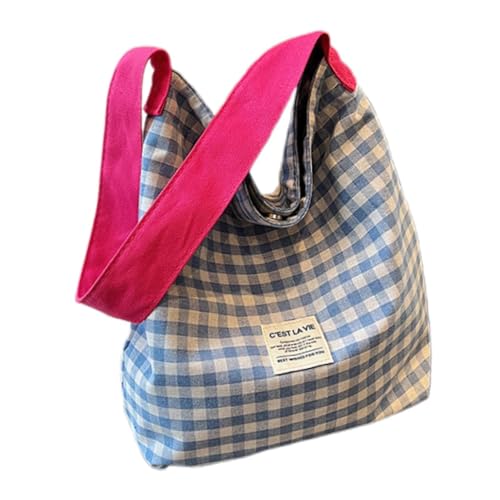 rockible Canvas Damen Umhängetasche Studententasche Büchertasche Reisetasche für Freizeit Arbeit Party, Blau von rockible