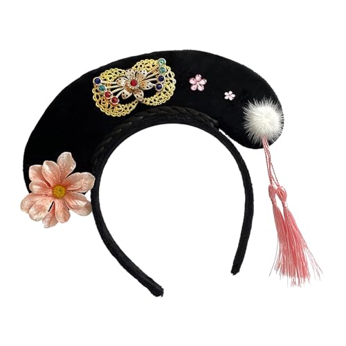 rockible Chinesische Kopfbedeckung, Qing-Stirnband, traditionelles Mädchen-Haarband, alte Haarspange, Hanfu-Haarreifen für Dressing, Hochzeit, Stil H von rockible