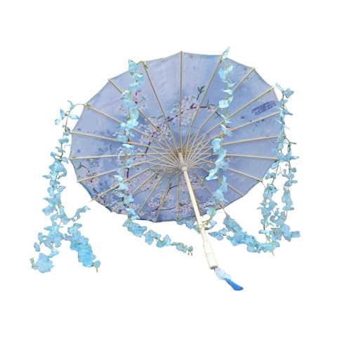 rockible Chinesischer Regenschirm Aus Geöltem Papier, 81,3 cm, Orientalischer Sonnenschirm Aus Ölpapier für Hochzeitsfeiern, Blau rockible Chinesischer Regenschirm Aus Geöltem Papier, 81,3 cm, Orientalischer Sonnenschirm Aus Ölpapier für Hochzeitsfeiern, Blau von rockible