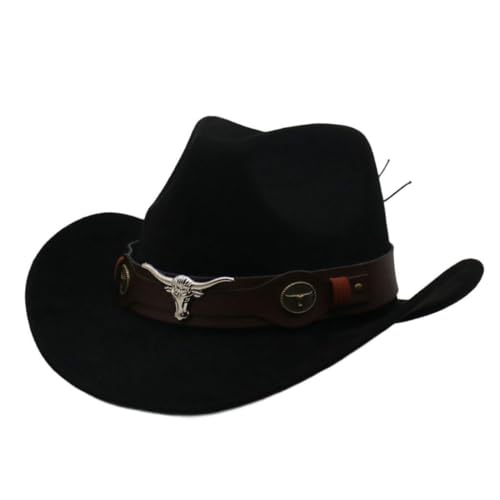 rockible Cowboyhut Unisex, Western Cowboy Hut, Fashion Westernhut Cowboyhüte, Filz Fedora Hut Breiter Krempe mit Band, Retro-Panama-Schlapphut Jazzhut für Damen Herren Cosplay Drama, Schwarz rockible Cowboyhut Unisex, Western Cowboy Hut, Fashion Westernhut Cowboyhüte, Filz Fedora Hut Breiter Krempe mit Band, Retro-Panama-Schlapphut Jazzhut für Damen Herren Cosplay Drama, Schwarz von rockible