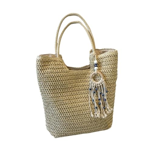 rockible Damen Stroh Umhängetasche Einfache Strandtasche für Shopping Party Pendeln Outdoor, Beige von rockible