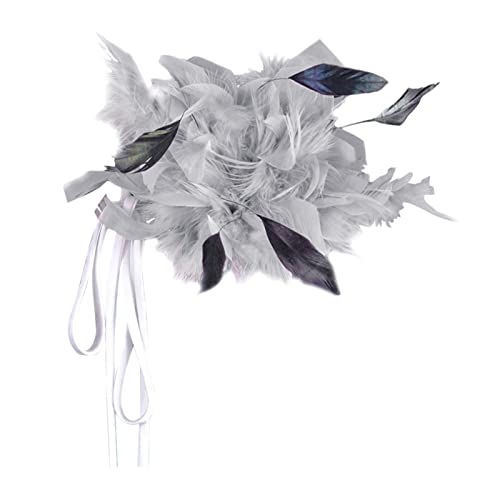 rockible Elegante Federbrosche für festliche Anlässe - Blumige Haarspange in Vintage-Stil, Graue Blume von rockible