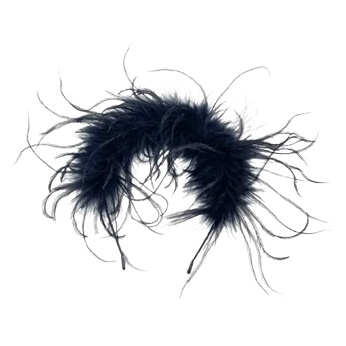 rockible Feder-Stirnband, Feder-Kopfbedeckung für Damen, Kopfbedeckung, Haarband für Karneval, Fotografie, Requisiten, Bühnenauftritt, Cosplay, Schwarz von rockible
