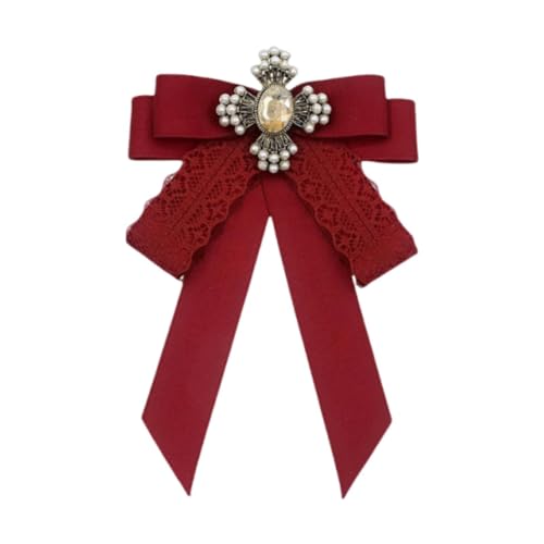 rockible Fliege Band Brosche Frauen Krawatte Vorgebundene Schleife Dekoration Mode Damen Bowknot Hemd Krawatte Pin für Bluse DIY, Rot von rockible