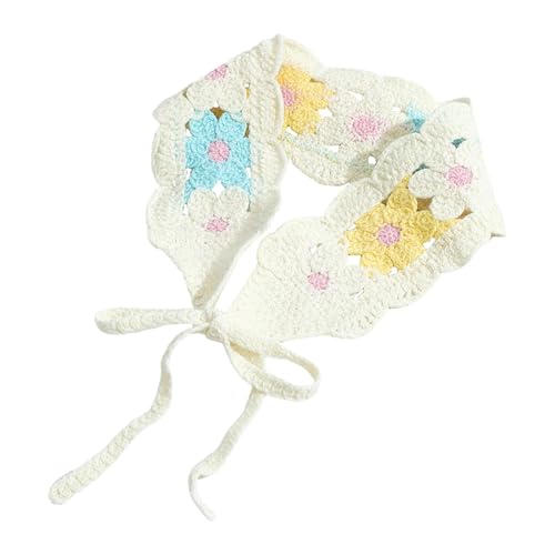 rockible Frauen Häkeln Bandana Komfortable Design Floral Stirnband Foto Requisiten, Blau Gelb von rockible