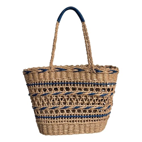 rockible Gewebte Tasche Einkaufstasche Schultertasche für Urlaub Strand Camping Damen von rockible