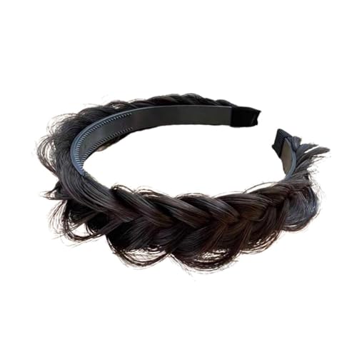 rockible Haar geflochtenes Stirnband, klobiges elastisches Haarband, klobiger Haarreifen für Frauen, Mädchen, Damen, Schwarz Braun von rockible