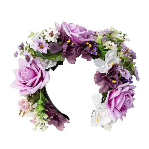 rockible Haarnadel-Blumen-Kopfbedeckung, zarte Damen-Kranz-Stirnband-Haar-Accessoires für Partys, tägliches Tragen, Bühne, Festival, Phtoo-Requisiten, violett von rockible