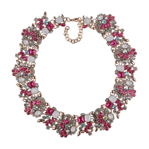 rockible Halskette Retro Chunky Choker Party Gastgeschenke Geschenk für Mama Stilvolle Kunsthandwerk Kleidung Accessoire Modeschmuck, Rose Rot von rockible