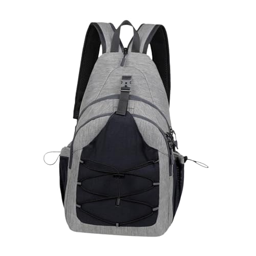 rockible Herren Rucksack Brusttasche Umhängetasche zum Angeln Wandern Radfahren, Grau von rockible