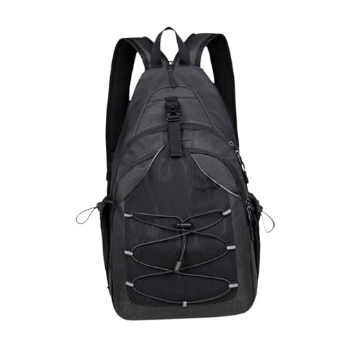 rockible Herren Rucksack Brusttasche Umhängetasche zum Angeln Wandern Radfahren, Schwarz von rockible