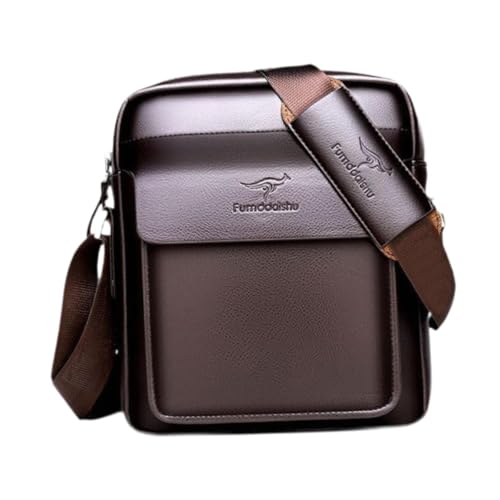 rockible Herren Umhängetasche aus PU- für Business, Party, Büro, Einkaufen, Braun 19.5x15x5.5cm von rockible